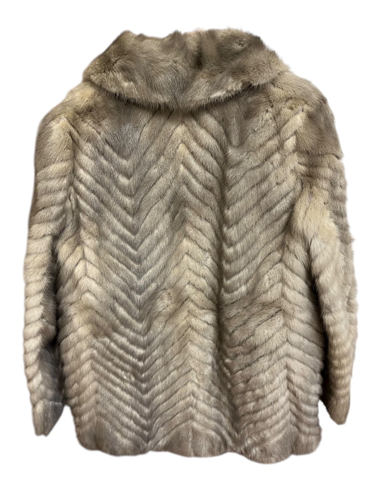 RE327 SAGA MINK サガミンク ハーフコート リアルファー グレー