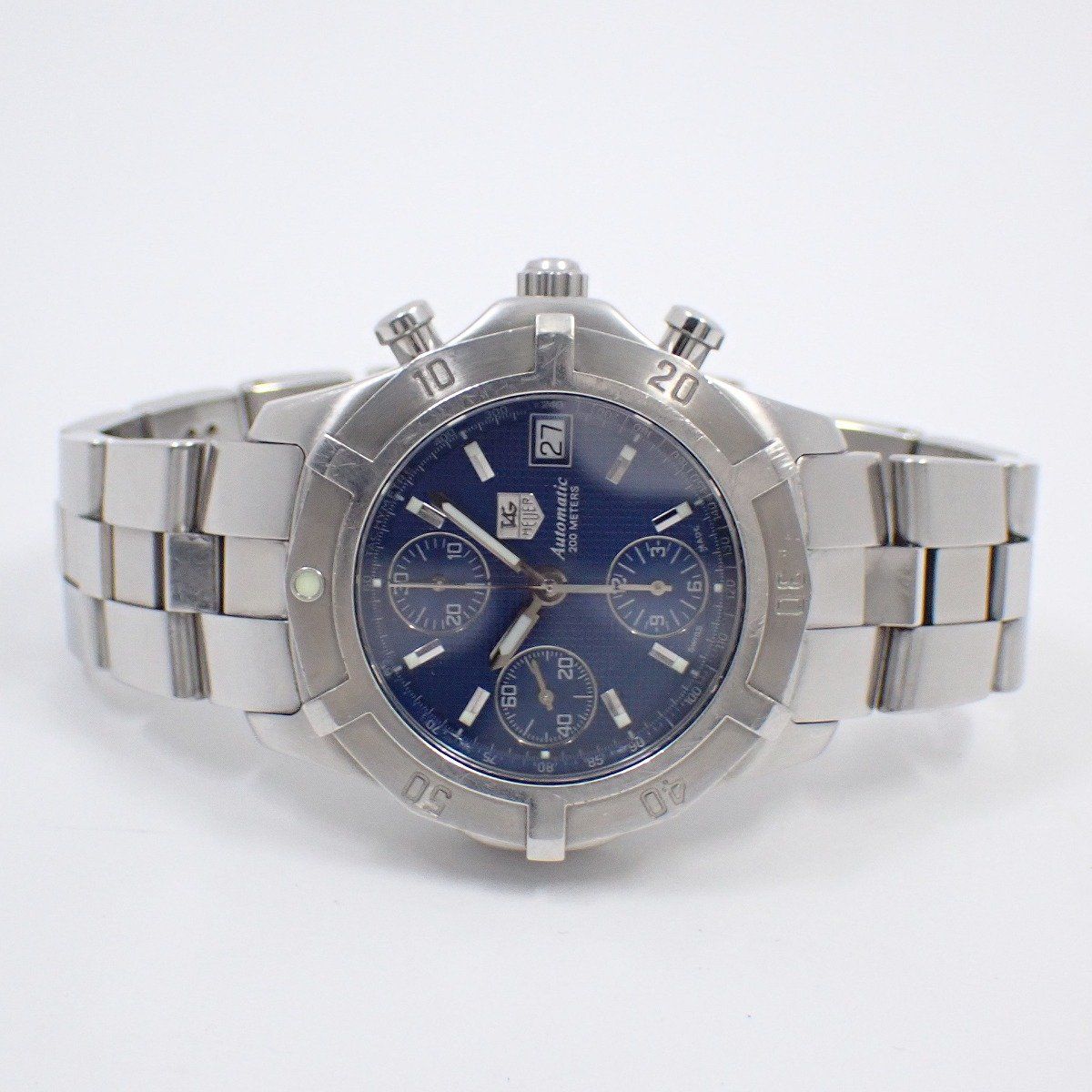 タグホイヤー エクスクルーシブ クロノグラフ 自動巻き メンズ 腕時計 青文字盤 純正SSベルト CN2112 いおき質店