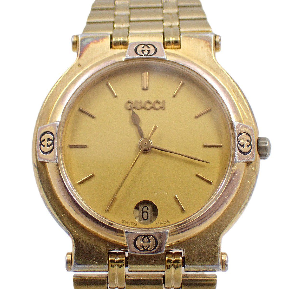 グッチ 9200M クォーツ メンズ 腕時計 ゴールドGP 純正ベルト いおき質店 管理2