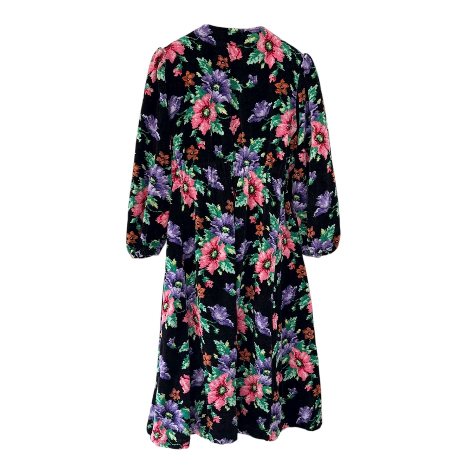 Z1586 FEILER フェイラー 花柄ガウンコート バスローブ ルームウェア ブラック 黒 レディース