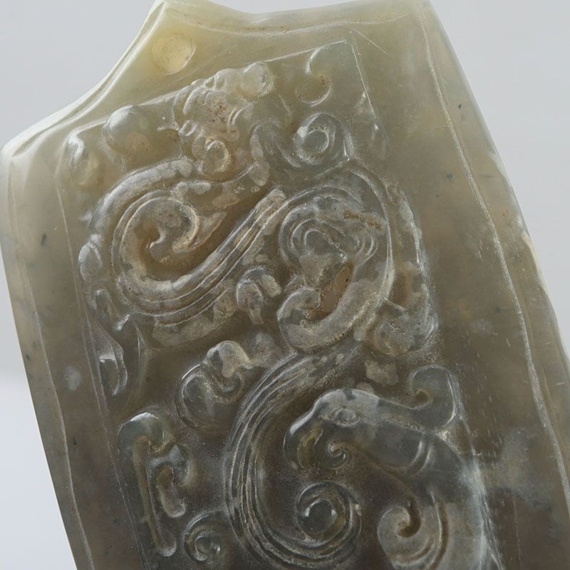 中国 玉石寿山石彫刻 山水雕 置物 唐木台付 V 9220 中国 玉石寿山石