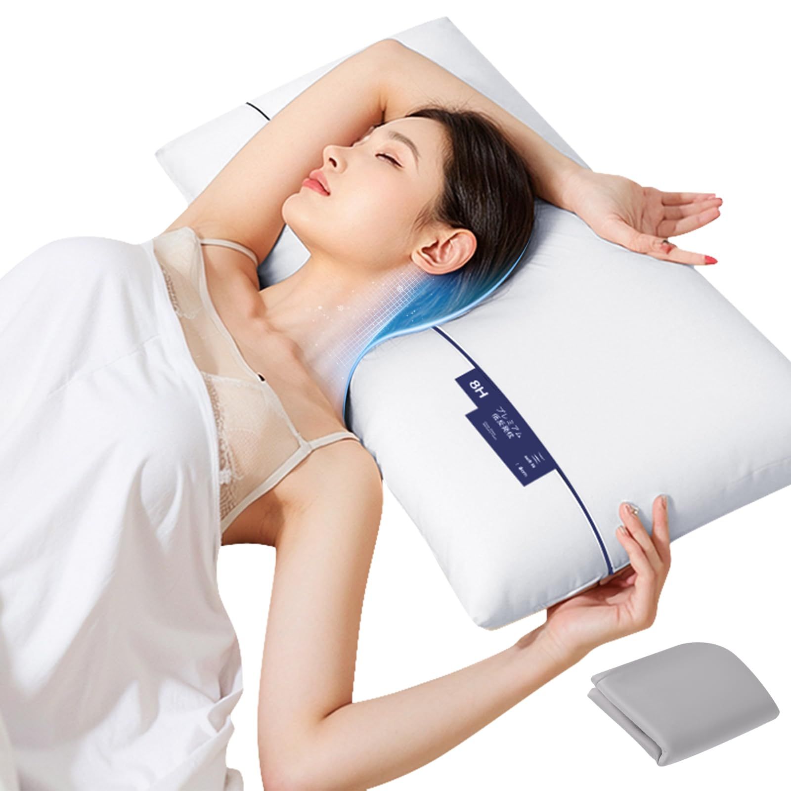【限定SALE，人気SALE】 新品 【5つ星ホテル仕様】AEEZO 枕 低反発 ピロー 温度調節枕カバー付き 寝心地アップ 面積の広い枕 ゼロ圧力 首が痛くならない まくら pillow 安眠枕 体圧分散 マクラ 通気性 仰向き 横向き よ 抱き枕