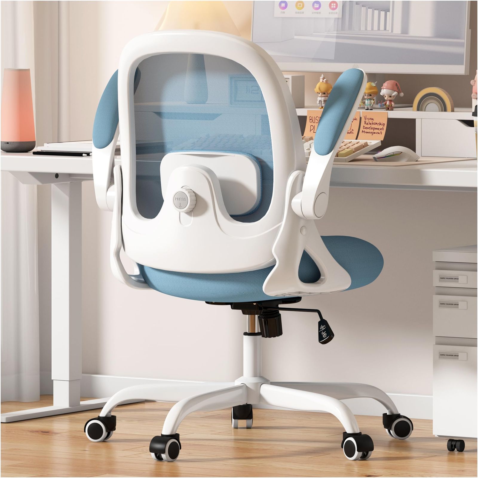 オフィスチェア デスクチェア メッシュ 跳ね上げ式アームレスト椅子 テレワークメッシュ パソコンチェア pcチェア 腰が痛くならない コンパクト 通気性強い 人間工学デザイン 腰痛対策 姿勢矯正 腰サポート背もたれ調節 在宅ワーク 自宅 プレゼント用 ブ