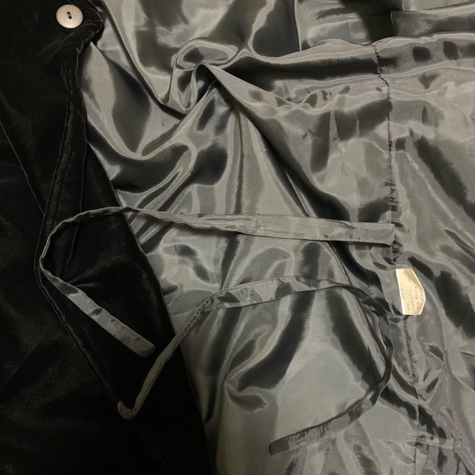  T 340 和装コート ベロア 黒 L 裄68センチ 身丈 背 86センチ レディース 冬用 着物ショール 着物 浴衣