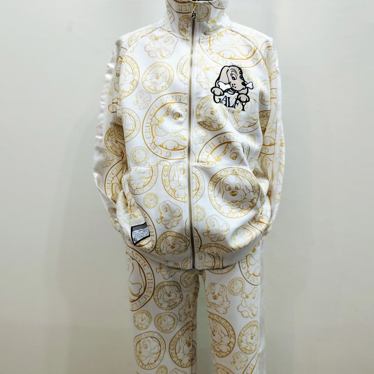 ガルフィー SATORU セットアップ L 中型犬サイズ 白×金