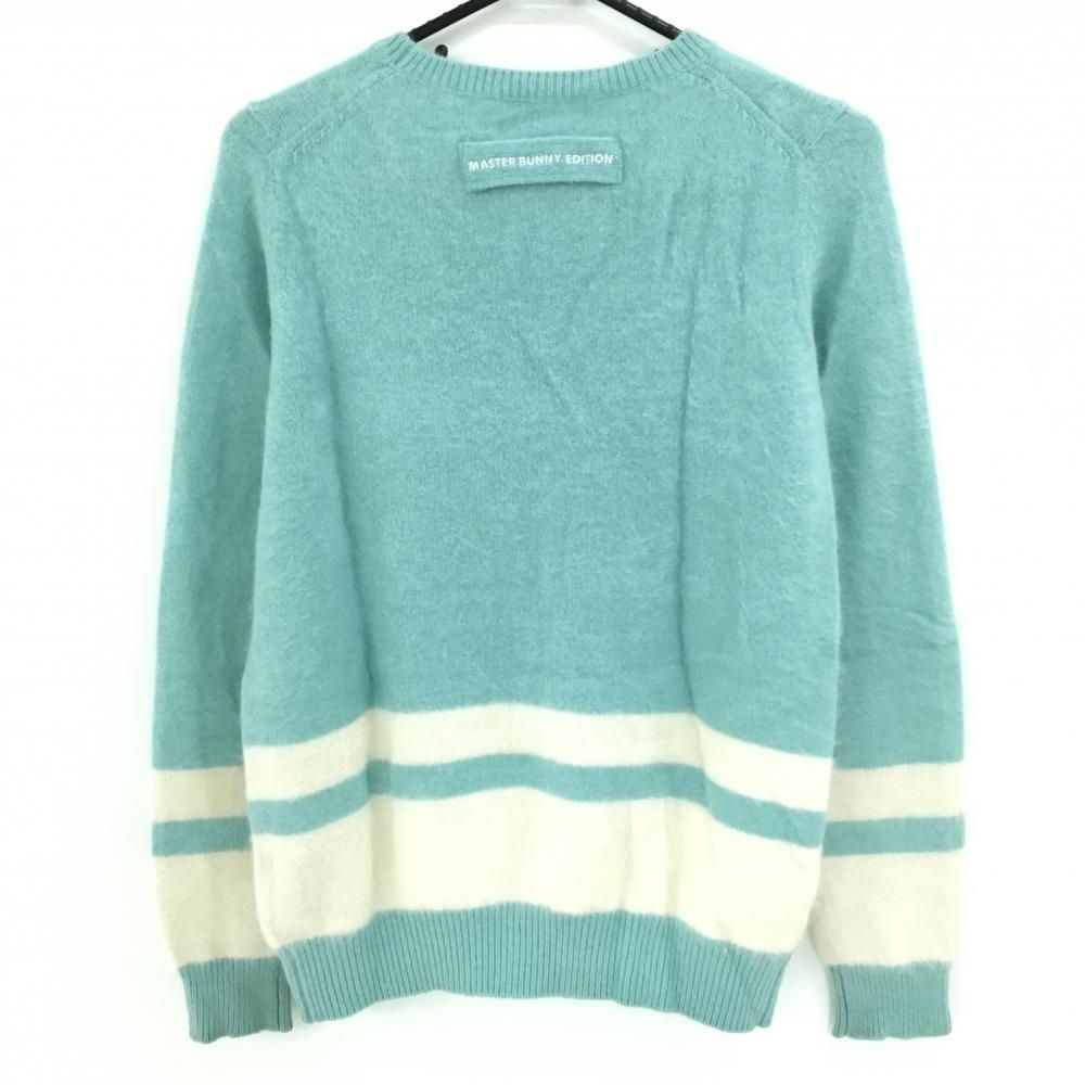 マスターバニー セーター ライトブルー×白 ウール混 ニット レディース 1 M ゴルフウェア MASTER BUNNY EDITION