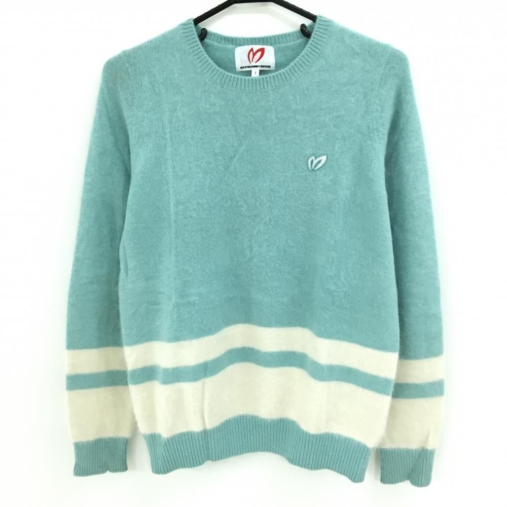 マスターバニー セーター ライトブルー×白 ウール混 ニット レディース 1 M ゴルフウェア MASTER BUNNY EDITION