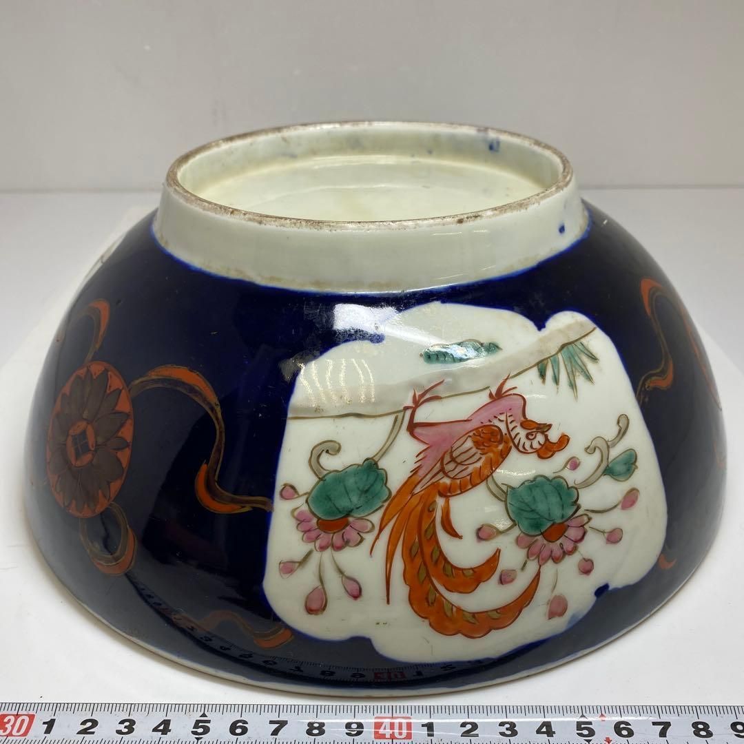 骨董 古伊万里 伊万里 鉢 菊型 色絵 陶器 アンティーク 深鉢 器 木箱 骨董 古伊万里 伊万里 鉢 菊型 色絵 陶器 アンティーク 深鉢 器 木箱