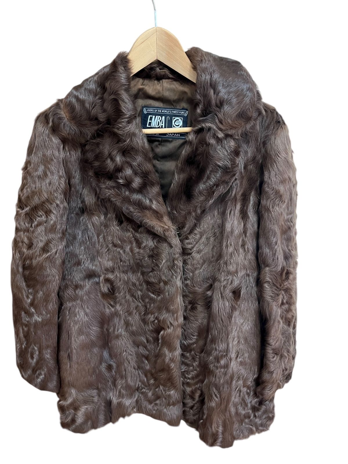 RE327 EMBA furriers エンバ 毛皮 リアルファー ハーフコート ブラウン