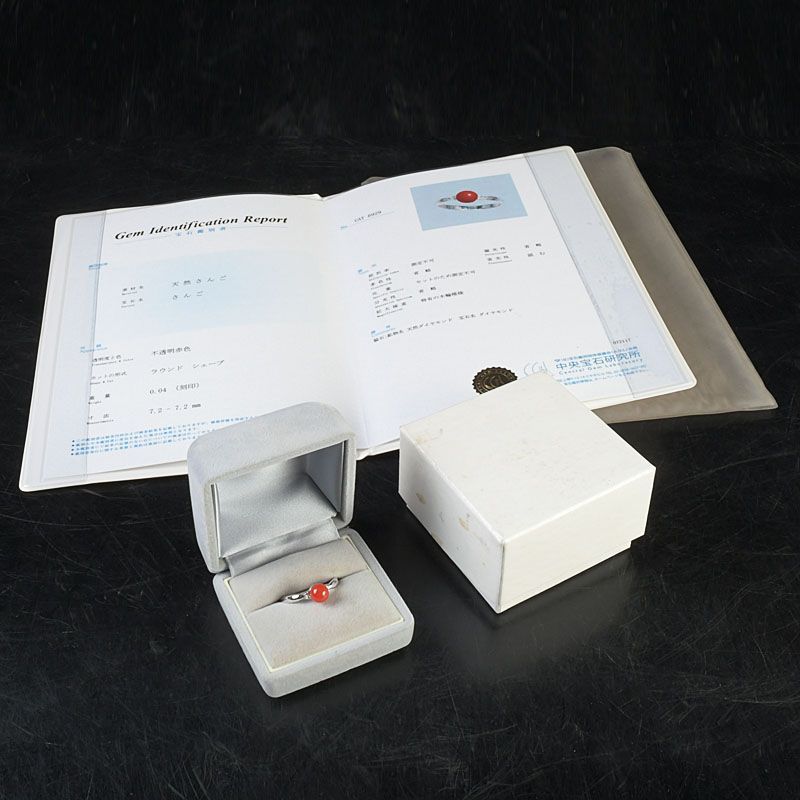 天然珊瑚7 2 mm pt 900リング 指輪 25号 鑑別書付 G S 201