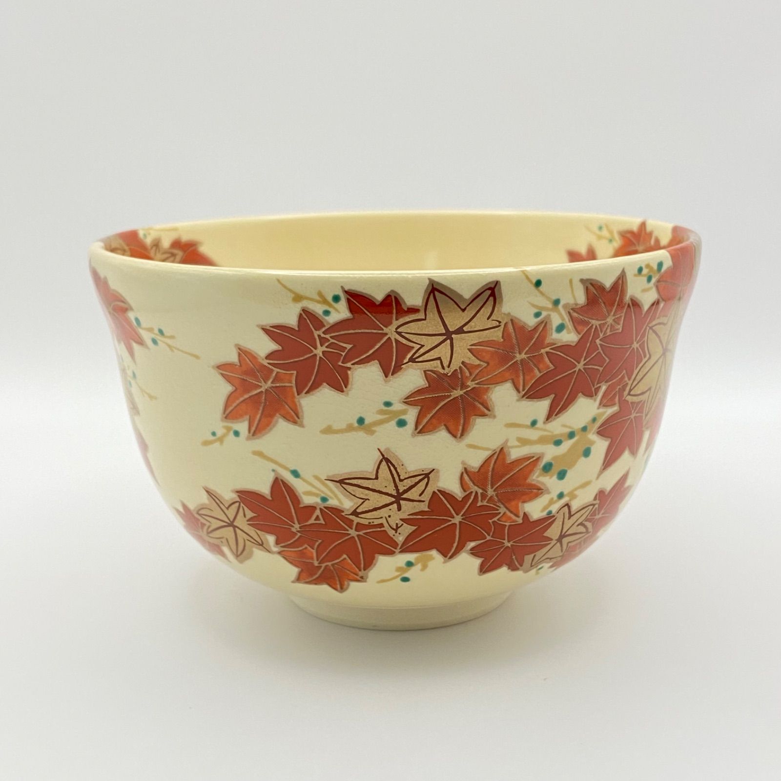 新品】抹茶茶碗 仁清 紅葉 宮地英香 紙箱入 茶道具 茶盌 茶器 伝統工芸