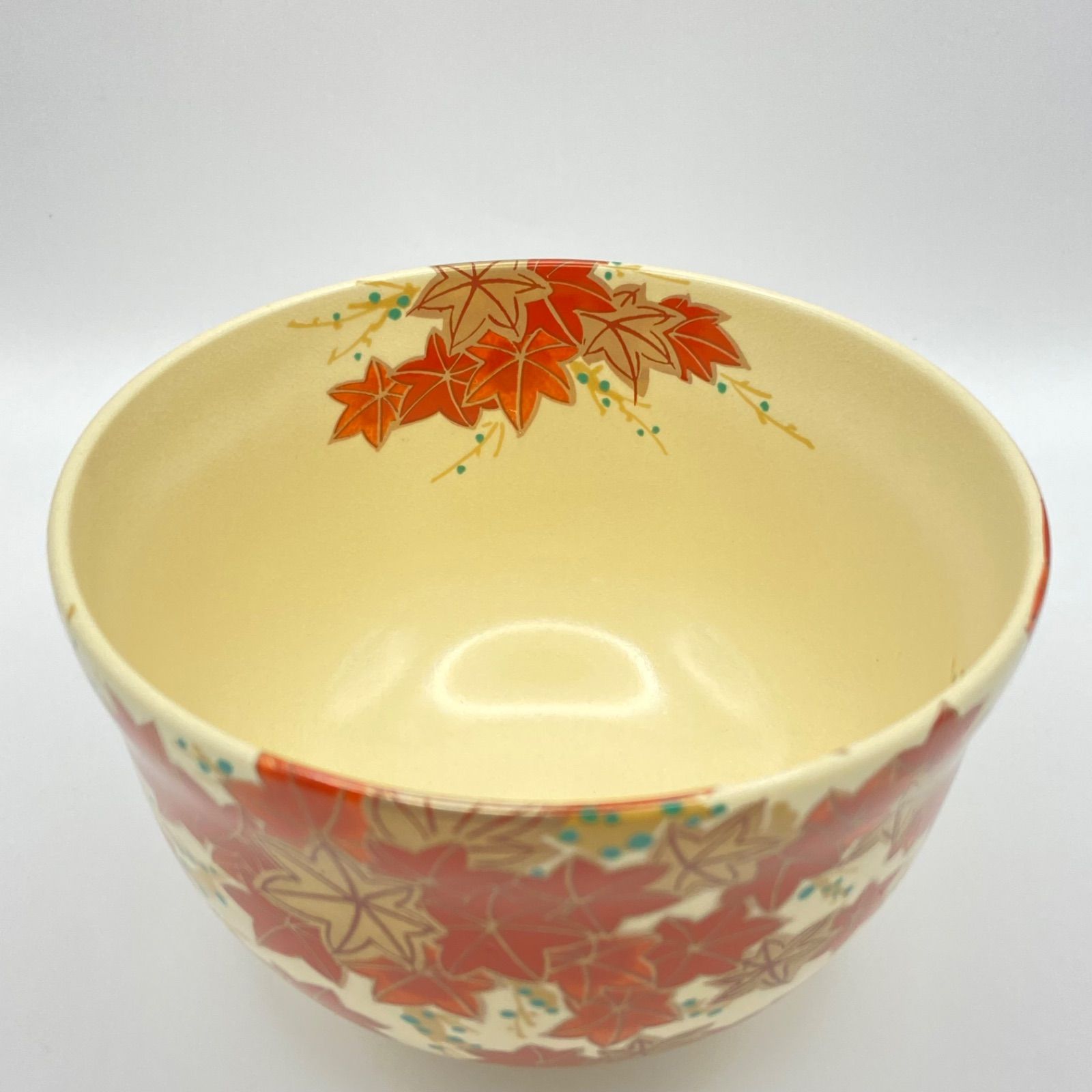新品】抹茶茶碗 仁清 紅葉 宮地英香 紙箱入 茶道具 茶盌 茶器 伝統工芸