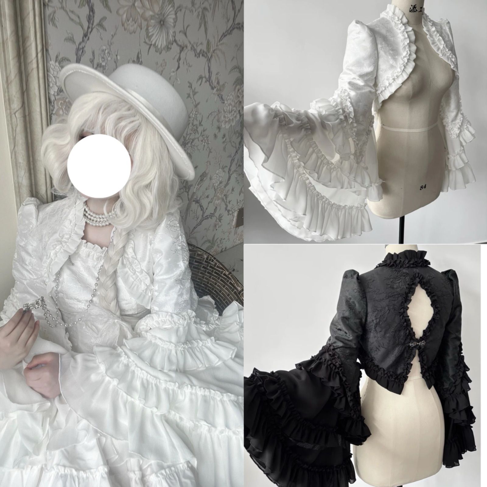 ゴシックボレロ 黒 白ショート丈 ゴスロリワールド 病み可愛い