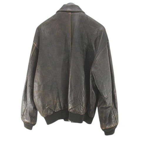 アヴィレックス AVIREX 90s A-2 レザージャケット 革ジャン 本革 比翼 M 茶系 ブラウン ジップアップ ポケット 裏地