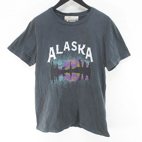 レミレリーフ REMI RELIEF ALASKA ヴィンテージ加工 半袖 Tシャツ カットソー L 灰系 グレー プリント