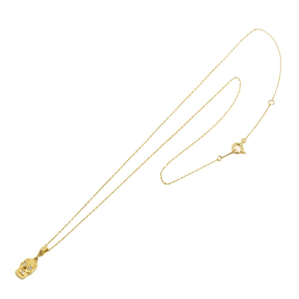 ローリーロドキン LOREE RODKIN スカル ダイヤ ネックレス 40cm K18 YG