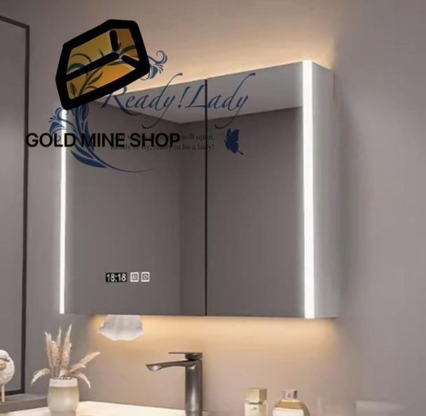 洗面 化粧台LEDライト付き 浴室お風呂 鏡スマート調光機能付き ミラーキャビネット 洗面所 浴室 ミラー 曇り止め 洗面化粧台 ミラーキャビネットLEDライト付き ミラーキャビネット 白 90cm