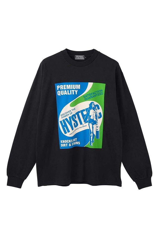 HYSTERIC GLAMOUR ヒステリックグラマー 02253CL11 HYSTERIC DETERGENT Tシャツ BLACK 正規通販 メンズ