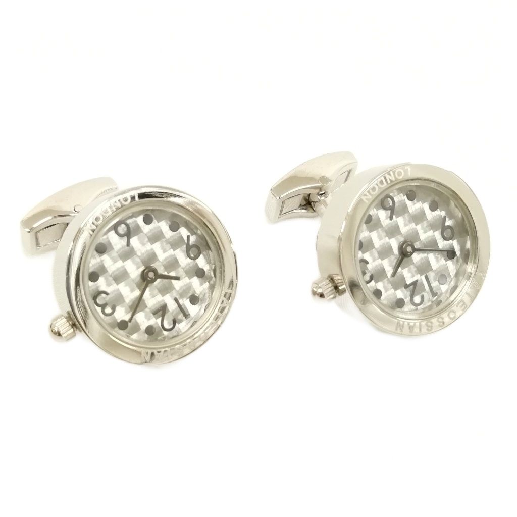 Tateossian タテオシアン カーボン ファイバー 時計 カフス シルバー