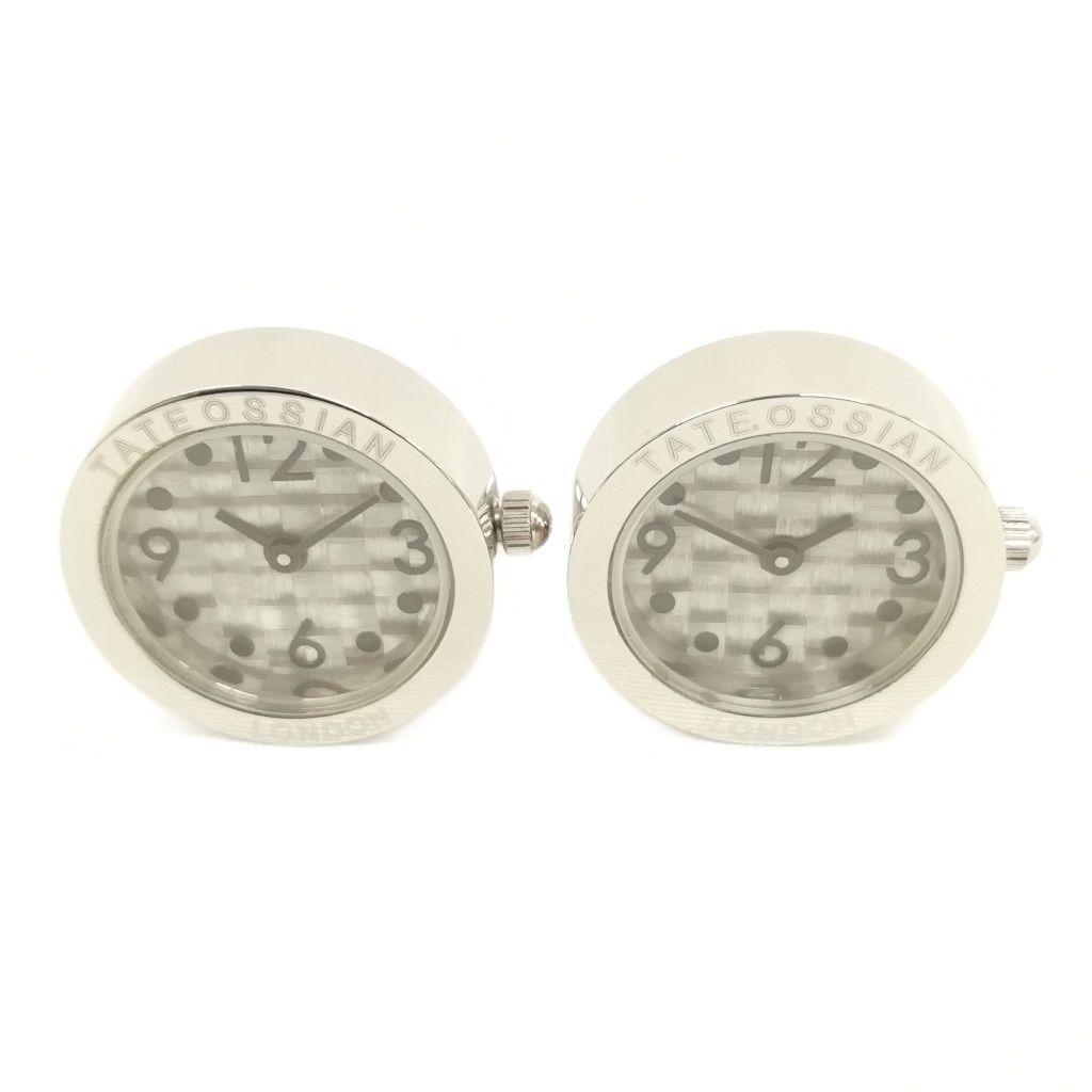 Tateossian タテオシアン カーボン ファイバー 時計 カフス シルバー