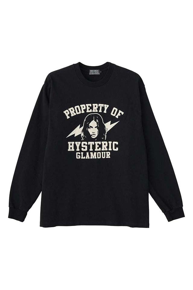 HYSTERIC GLAMOUR ヒステリックグラマー 02253CL09 PROPERTY OF HYSTERIC Tシャツ BLACK 正規通販 メンズ