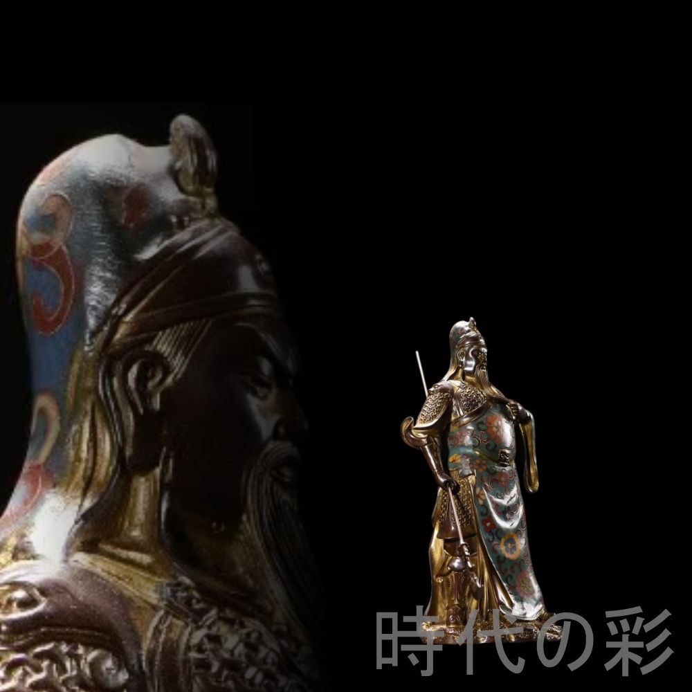 中国古美術 景泰藍 関公造像 銅胎 琺瑯彩 鎮宅 仏教護法 骨董 收藏 年代物 古置物 擺件 古賞物 古美味