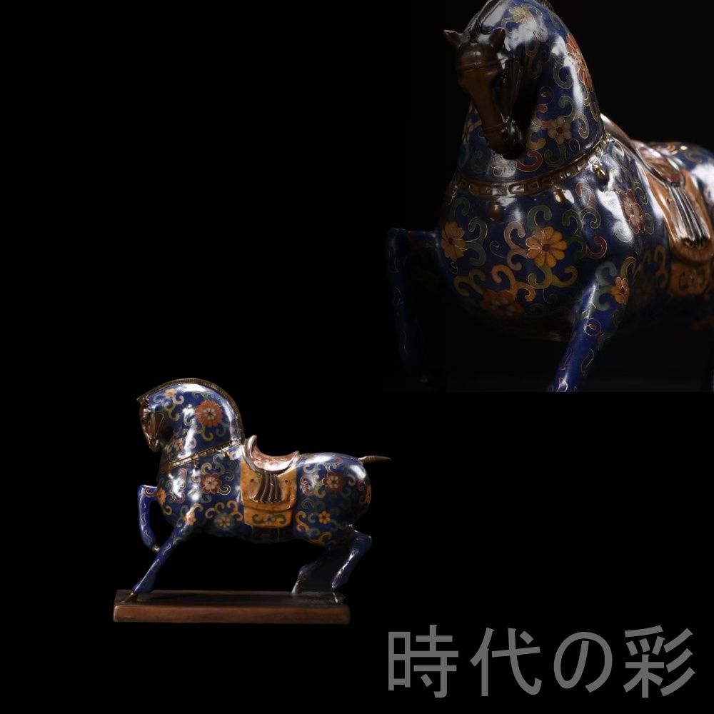 中国古美術 景泰藍 銅胎 琺瑯彩 馬到成功 擺件 工芸 鎮宅 吉祥飾物 年代物 古置物 古賞物 古美味