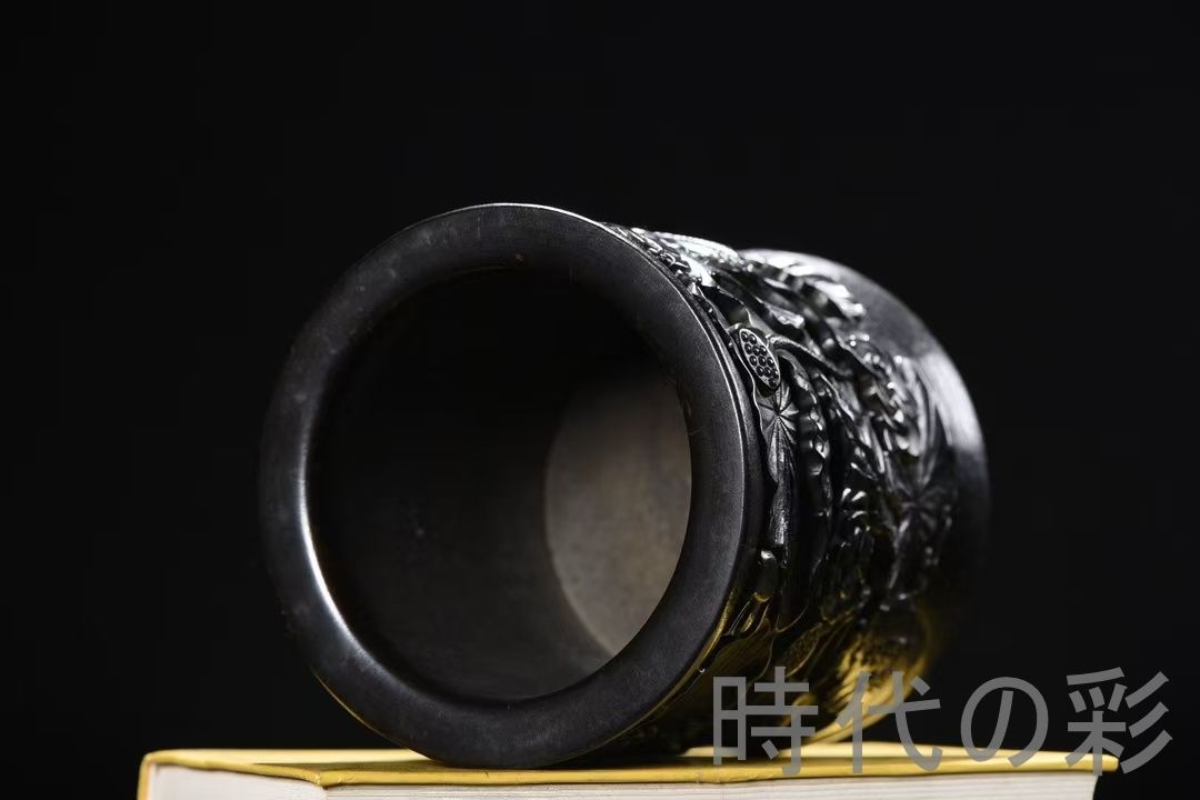 中国古美術 木彫筆筒 十里荷花図 彫刻 木製 文房具 唐物 美術工芸 收藏品 古置物 擺件 古賞物 古美味 R07110615 WWW_OPDRERGINERDOGAN_COM