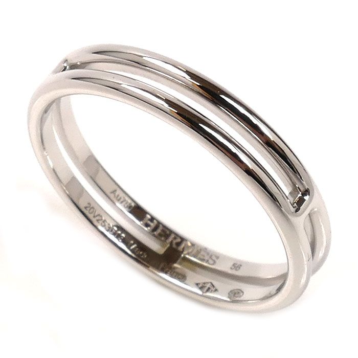 HERMES エルメス K18WG ホワイトゴールド アリアンヌ リング 指輪 H119834B 15.5号 56 3.2g メンズ