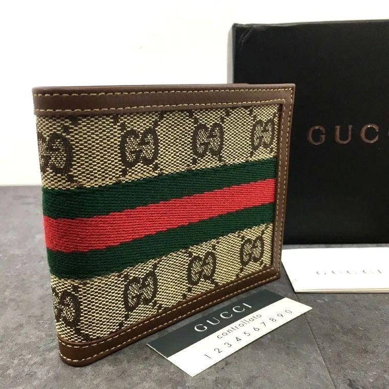 み GUCCI 二つ折り財布 034 0959 5070 シェリーライン 札入れ 343
