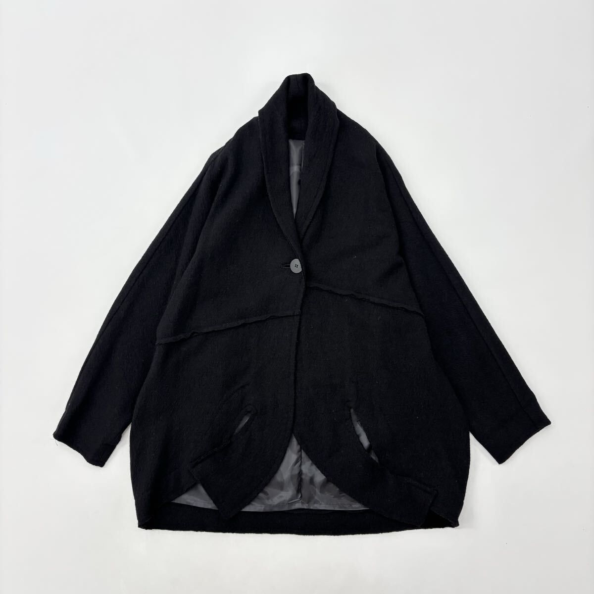 芽風 メフウ MEFU sensounico センソユニコ マツオインターナショナル ウール 変形 羽織り ジャケット ブラック 系 サイズ 38 711-0040