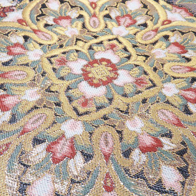  袋帯 正絹 フォーマル 仕立て上がり 六通 花鳥模様 花紋 華文 箔糸 鉛色 多色 金 きもの北條 A 1294-14 袋帯 帯