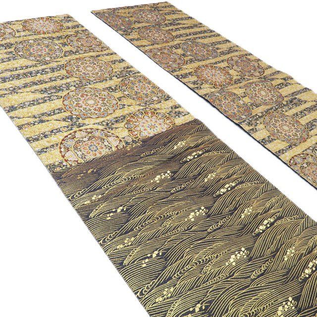  袋帯 リサイクル 正絹 フォーマル 仕立て上がり 六通 華文 花紋 箔糸 多色 金 きもの北條 A 1294 18 袋帯 帯
