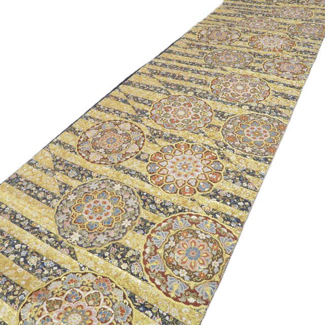 袋帯 リサイクル 正絹 フォーマル 仕立て上がり 六通 華文 花紋 箔糸 多色 金 きもの北條 A 1294 18