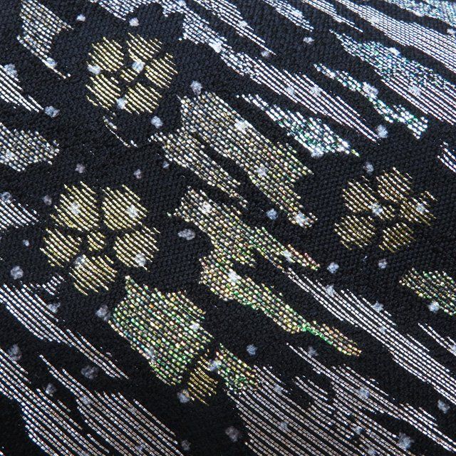  袋帯 正絹 フォーマル 仕立て上がり 六通 千地泰弘 花模様 箔糸 鼠色 黒色 金銀 きもの北條 A 1294-8 袋帯 帯