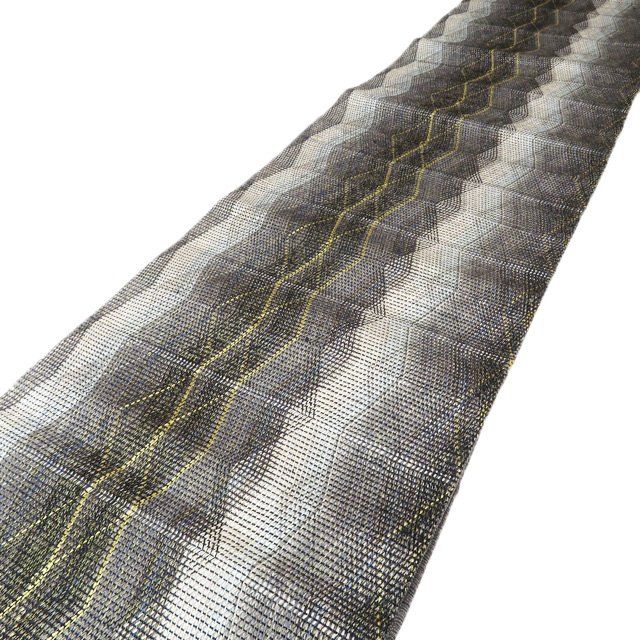 袋帯 リサイクル 正絹 カジュアル 仕立て上がり 全通 組織 組帯 黒色 多色 金 きもの北條 A 1294-1