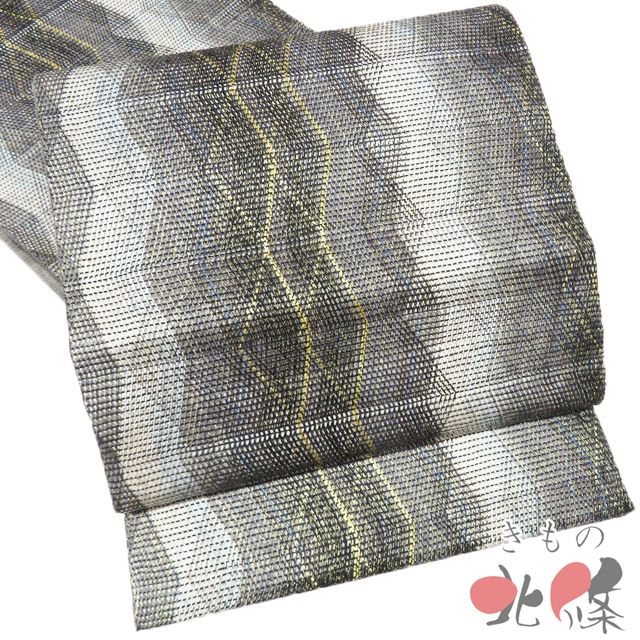 袋帯 リサイクル 正絹 カジュアル 仕立て上がり 全通 組織 組帯 黒色 多色 金 きもの北條 A 1294 1