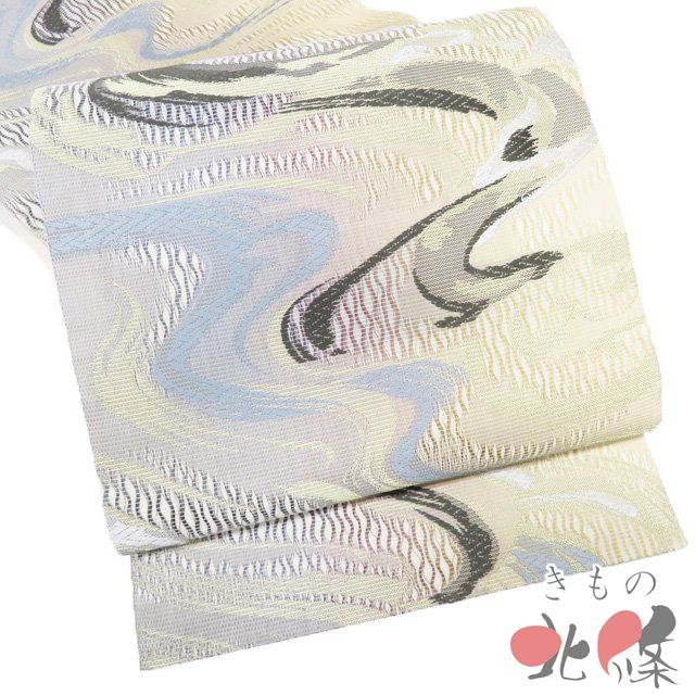 袋帯 リサイクル 正絹 セミフォーマル カジュアル 仕立て上がり 六通 よろけ織 流水模様 箔糸 多色 金 きもの北條 A 1294 4