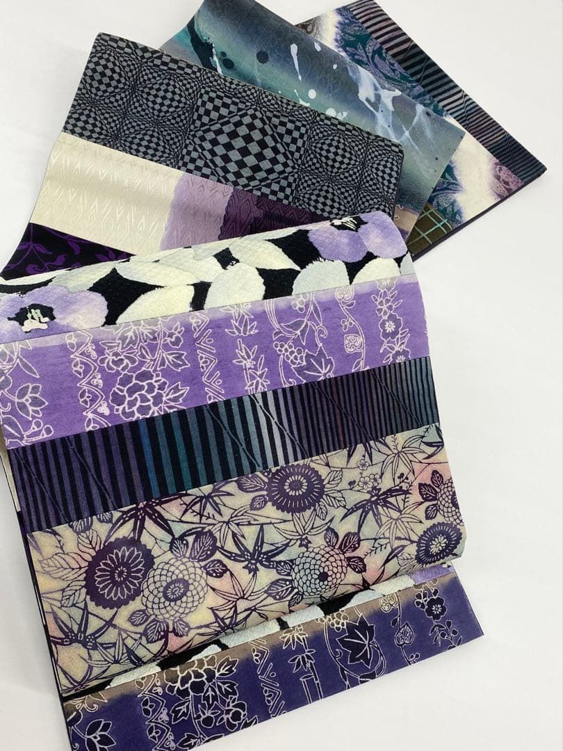  きりばめ 切嵌 袋帯 ぼかし染め 草花 紅型調 幾何学模様 正絹 D 097 袋帯 帯