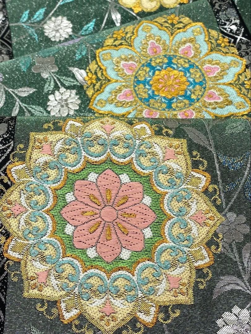 西陣織 高島織物 全通 袋帯 華紋 キラキラ 銀糸 正絹 D 094