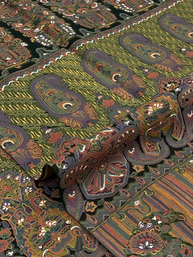  印度更紗 落款入 訪問着 総柄 横段 正絹 A 054 訪問着 付け下げ 着物