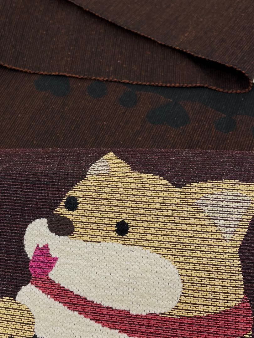 とみや織物 八寸名古屋帯 犬 ハート 正絹 D 089