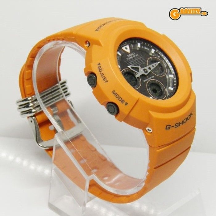 CASIO カシオ G SHOCK ジーショック Gショック AWG 500 BJ 4 AJF オレンジ アナログ 3連リングバンド 美