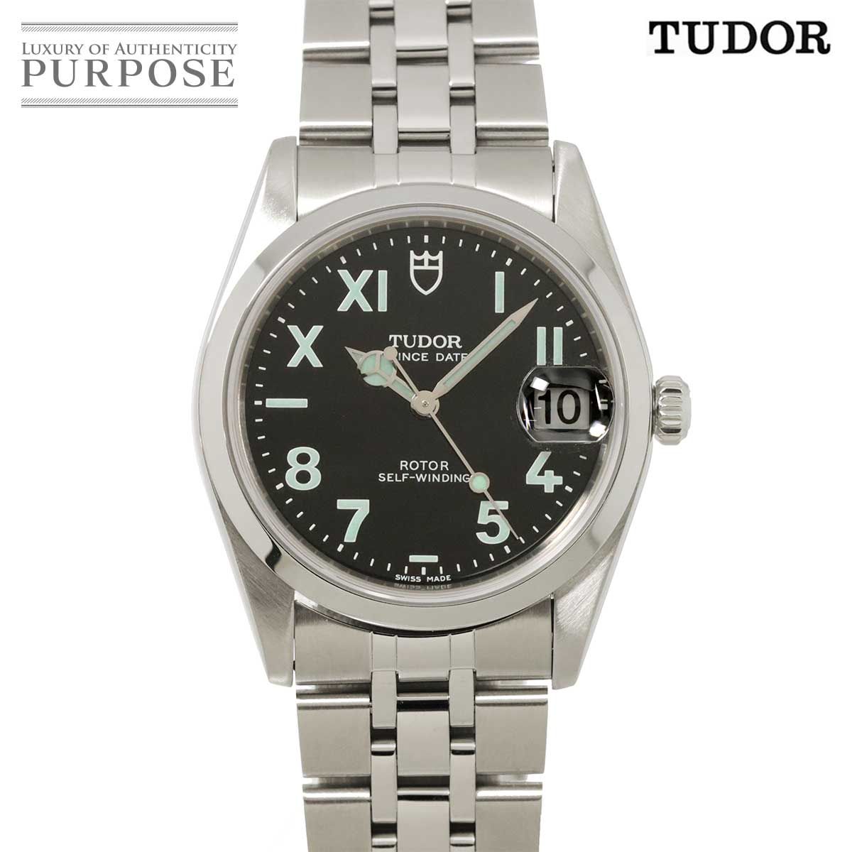 チューダー チュードル TUDOR プリンスデイト 74000 メンズ 腕時計 ブラック オートマ 自動巻き ウォッチ Prince date 90301996