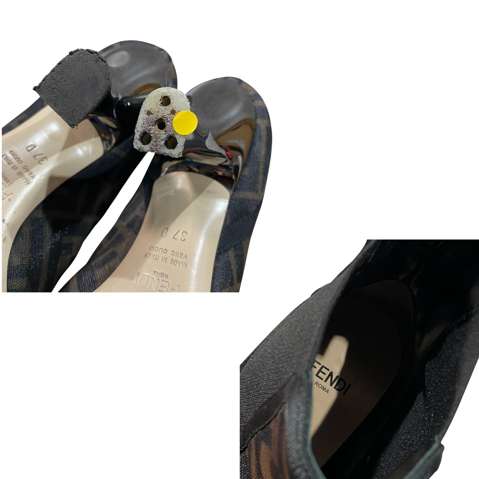 FENDI フェンディ サイドゴア ショート ブーツ 37 ベージュ ブラック 総柄 ロゴ柄 KT 60 G KG サイドゴアブーツ ブーツ 靴