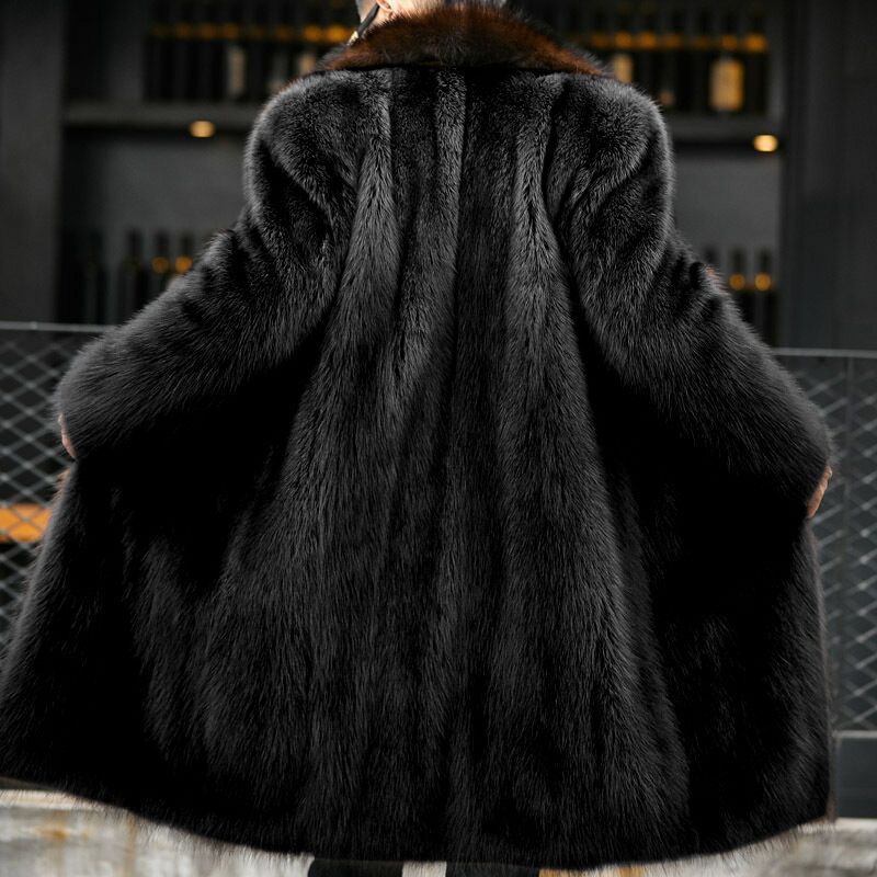 黒：ロング丈バイカラーファーコート 048タイト 細身サイズ 服