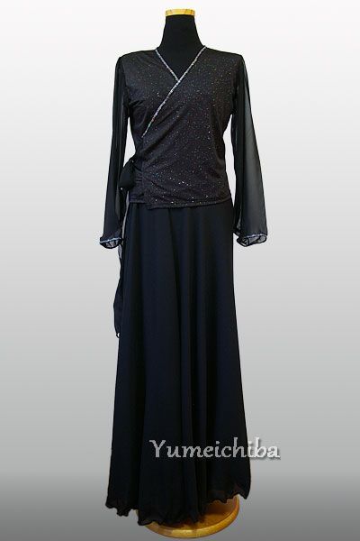 ダンス トップス 練習着 カットソー 黒 長袖 シースルートップスフ 袖 肌隠し セクシー インナー 透け感 レッスン着 社交ダンス 舞台衣装 韓国舞踊 舞踊 レッスン 服 レディース ストレッチ素材 Ｖ襟 ラウンドネック M L LL buyo