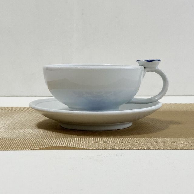 カップ&ソーサー韓国伝統茶手作りの白磁器青牡丹陶器大のコーヒー