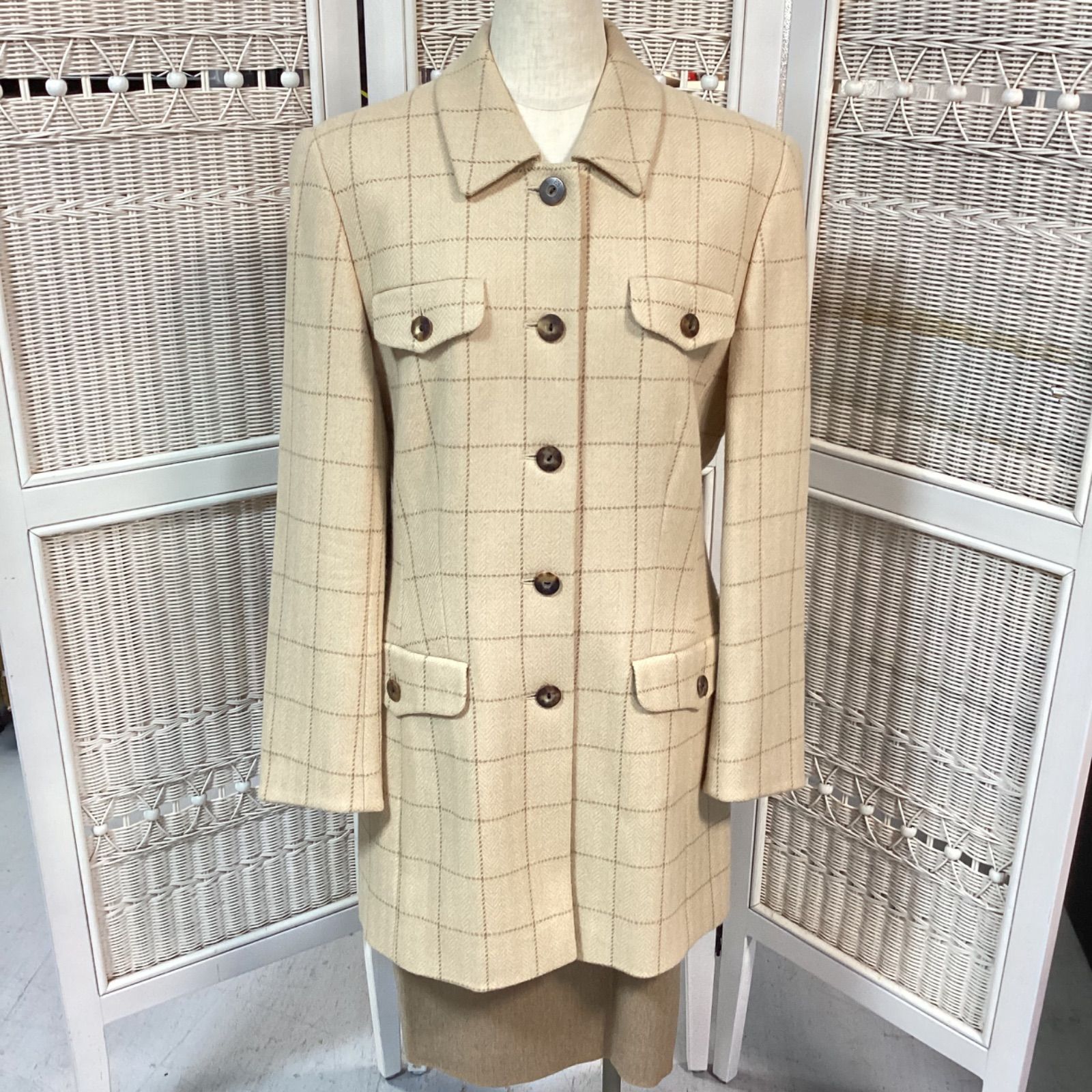 エスカーダ ESCADA キャメル ジャケット セットアップ スーツ 36 クリーニング済み e.s