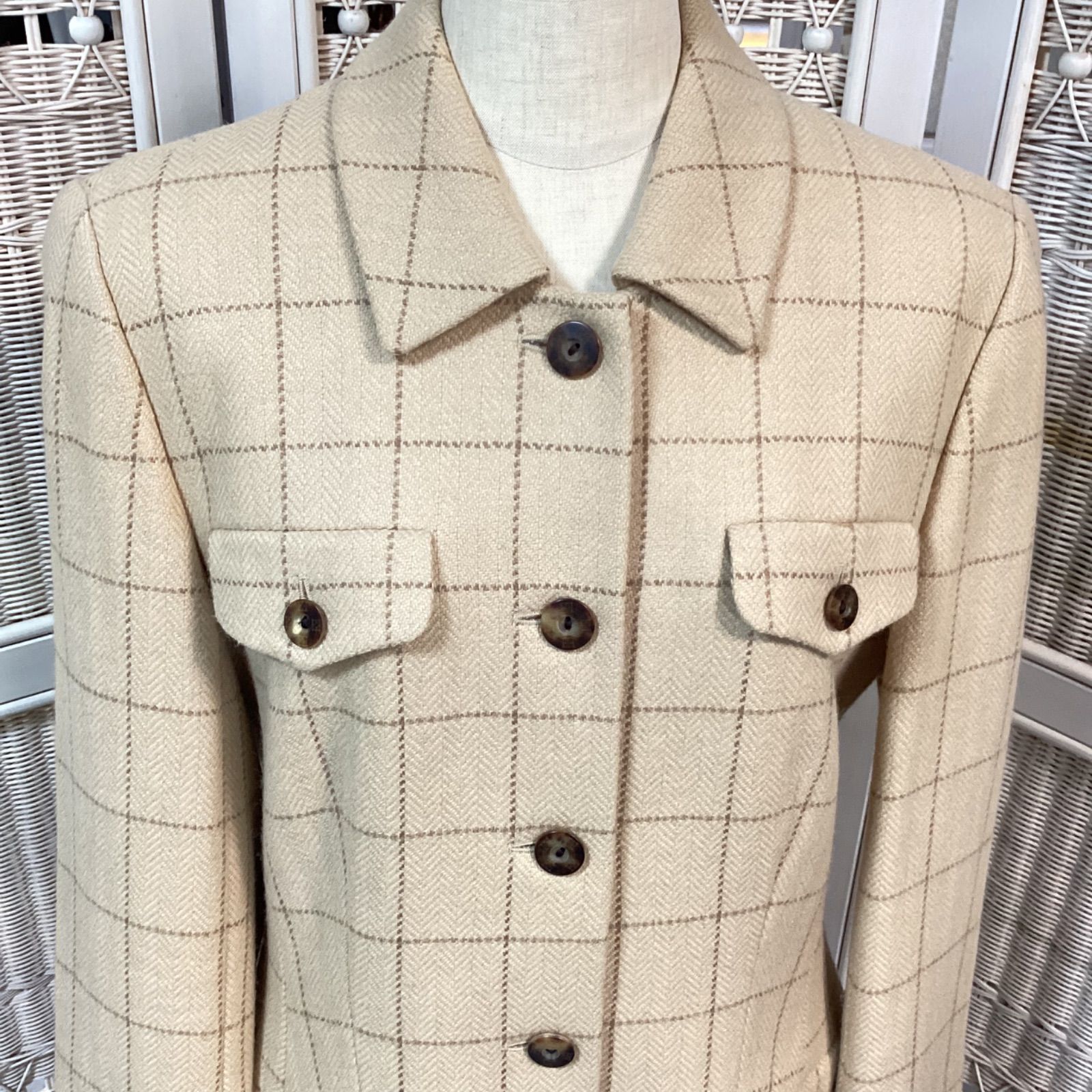 エスカーダ ESCADA キャメル ジャケット セットアップ スーツ 36 クリーニング済み e.s